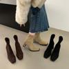 Fashionable  Square Head Sexy Suede Casual Work Boots for Winter Comfortable Zipper Banquet Elegant High Heels Women's Boots
