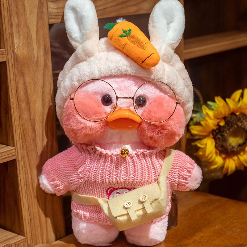 Розовая надувная милая утка, плюшевая игрушка с колокольчиком на ошейнике, для детей и коллекционеров