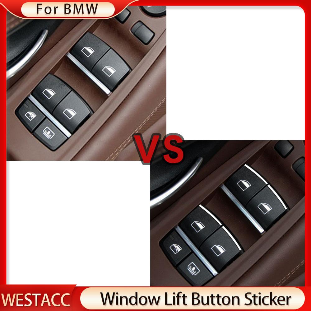 7 шт./компл. хромированная кнопка подъема окна автомобиля, наклейка с блестками, накладка для BMW 5 серии 5GT 2012-2018