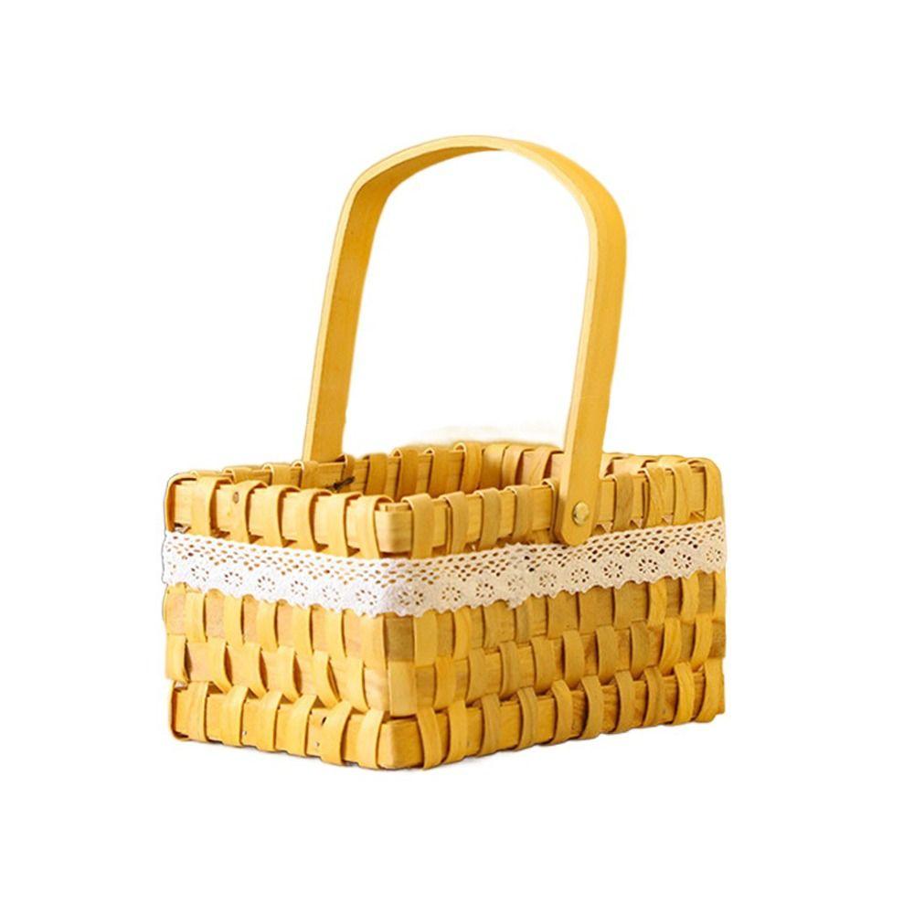 Brown Handheld Woven Flower Basket with Handle Decorative Baskets Gift Storage Basket