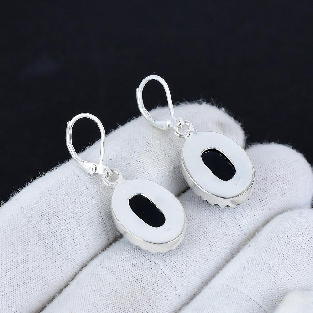 Серьги из натурального черного оникса из стерлингового серебра 925 пробы, серьги-подвески из серебра в стиле бохо, подарки для вечеринок, подарки для нее