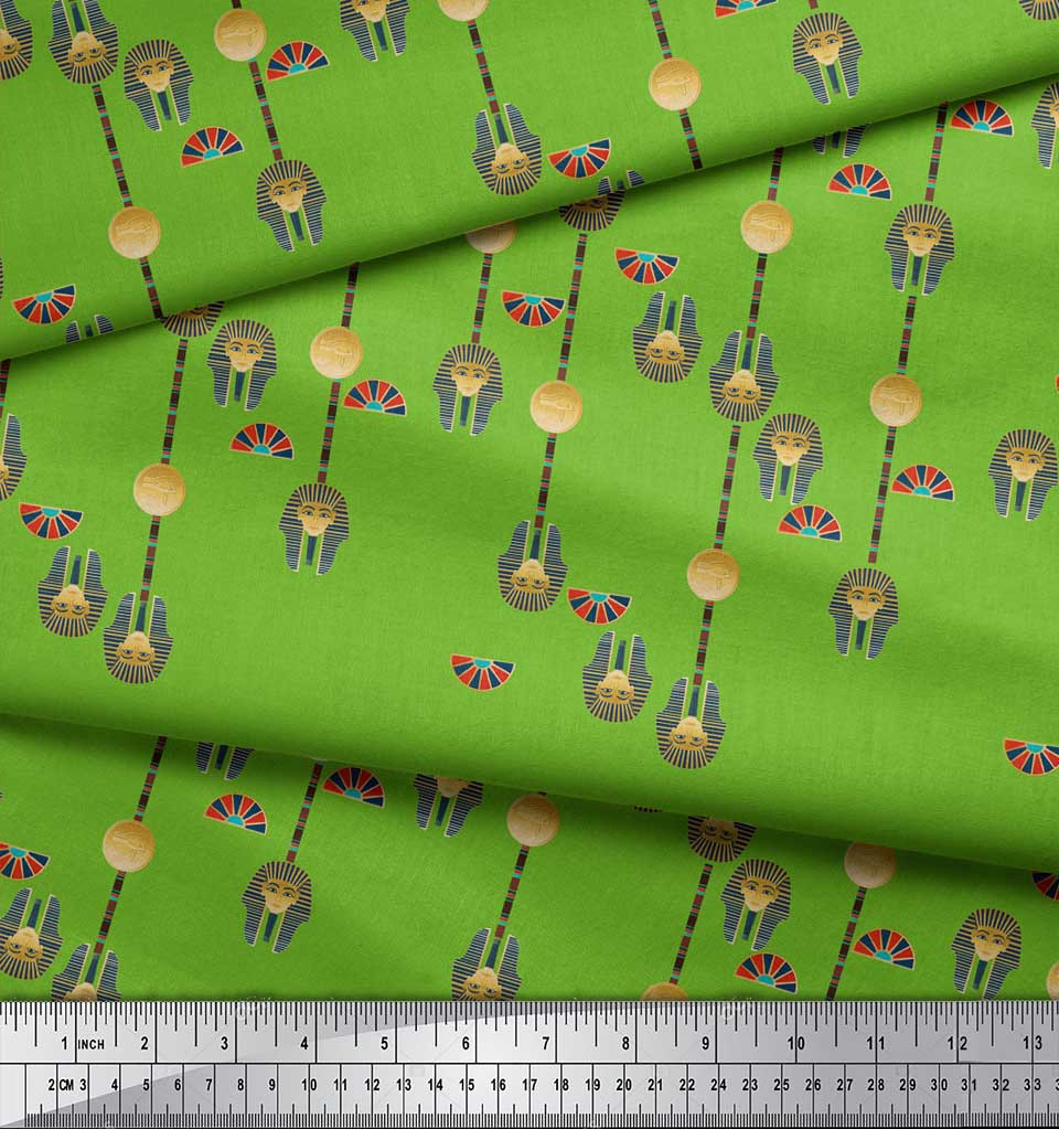 Soimoi Черная японская креп-атласная ткань с принтами из египетской ткани с монетами и женской головой по метрам 42 дюйма