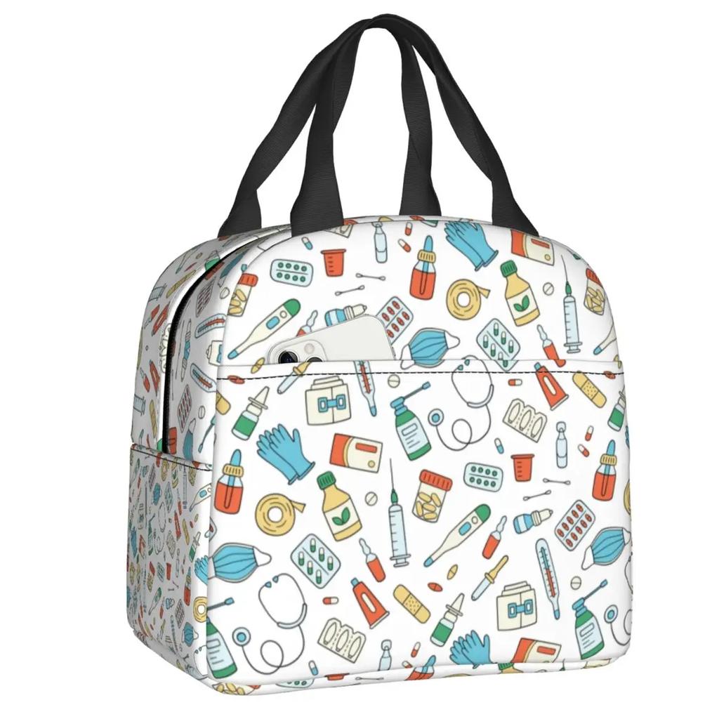 Забавный узор медсестры изолированный ланч-бокс для женщин водонепроницаемый мультфильм медсестры термохолодильник бенто бокс офис пикник путешествия