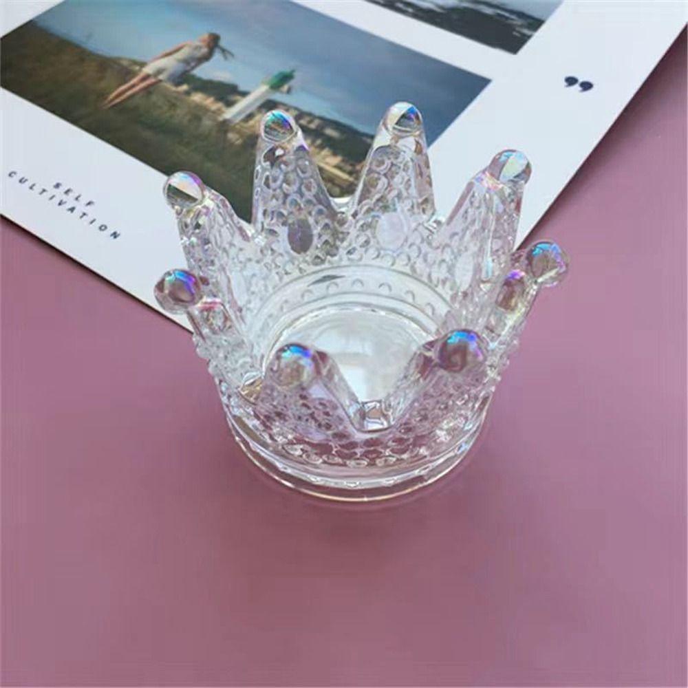 1/2Pcs Exquisite Crown Candle Holders Glass , Creative Candlestick Stand Home Decor