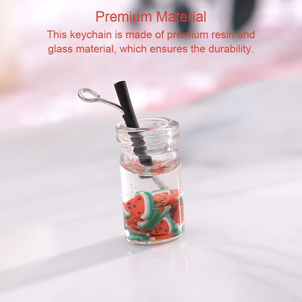 Брелок для ключей Многоцелевая серьга в форме фрукта Брелок для ключей DIY Стеклянные бутылки Изысканная клубника Многофункциональный брелок для поделок