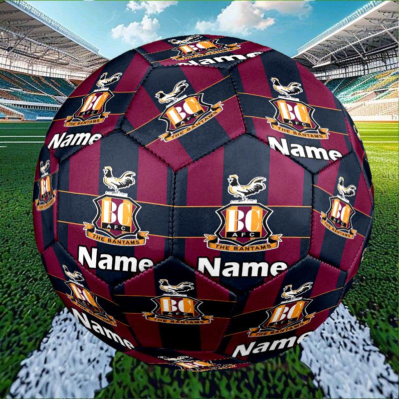 Custom Name Personalized Bradford City AFC Print Size 5 Soccer Ball Training & Match Football, for Team, Kicking, Gift for Football