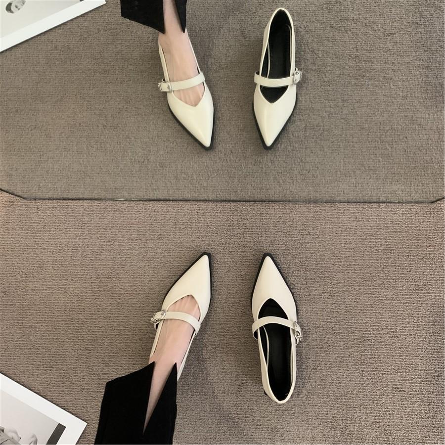 Милые и классные британские остроносые туфли Мэри Джейн в корейском стиле, легкие туфли на толстом каблуке, весна 2025, новые кожаные туфли, женская обувь в стиле ретро