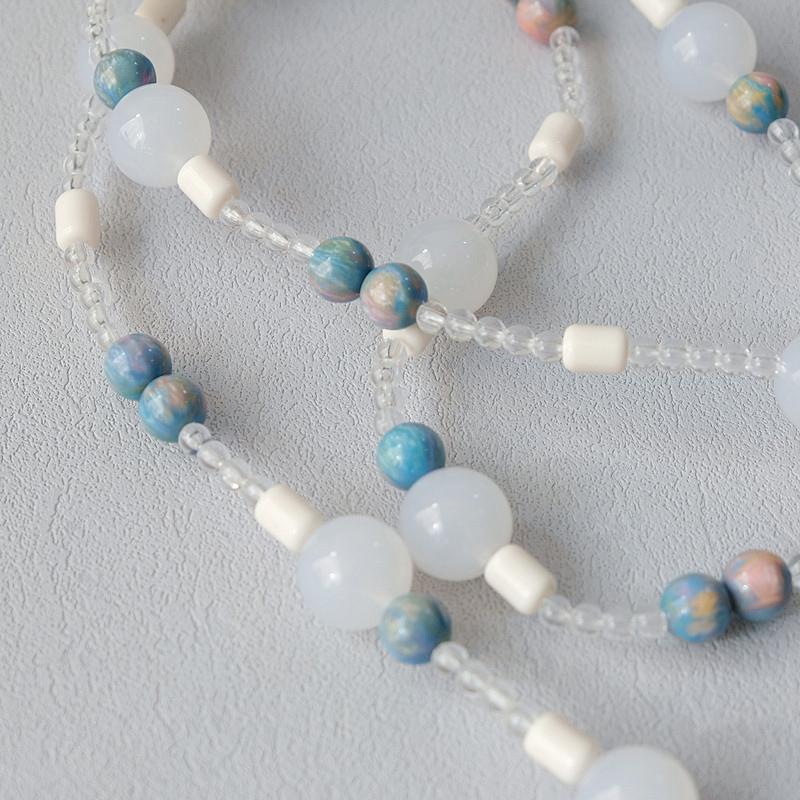 Новая модная женская сумка, аксессуар, съемные янтарные цепочки из бисера, синий акриловый роскошный ремешок, женская сумка, цепочка с ручкой на плечо