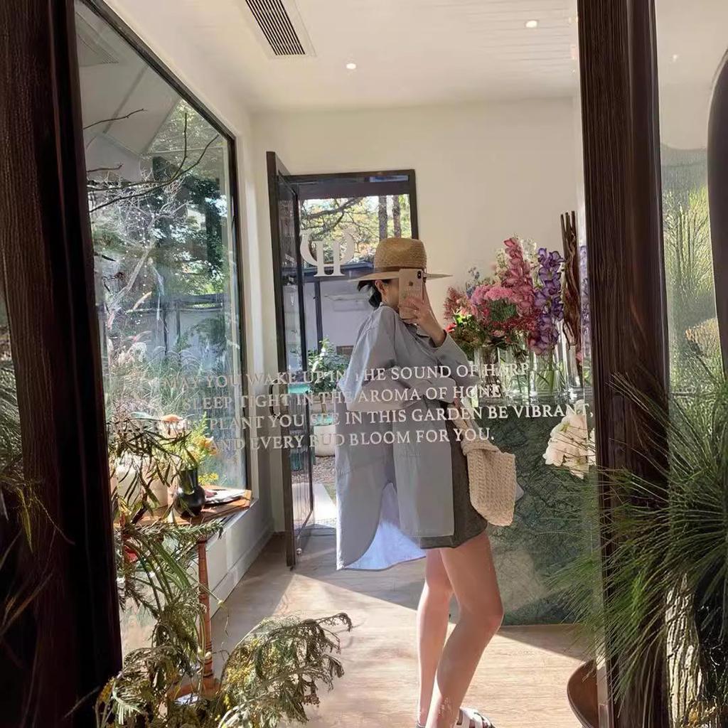 Женская свободная синяя рубашка в стиле хип-хоп с длинным рукавом в корейском стиле — повседневный, ленивый стиль для весны и осени