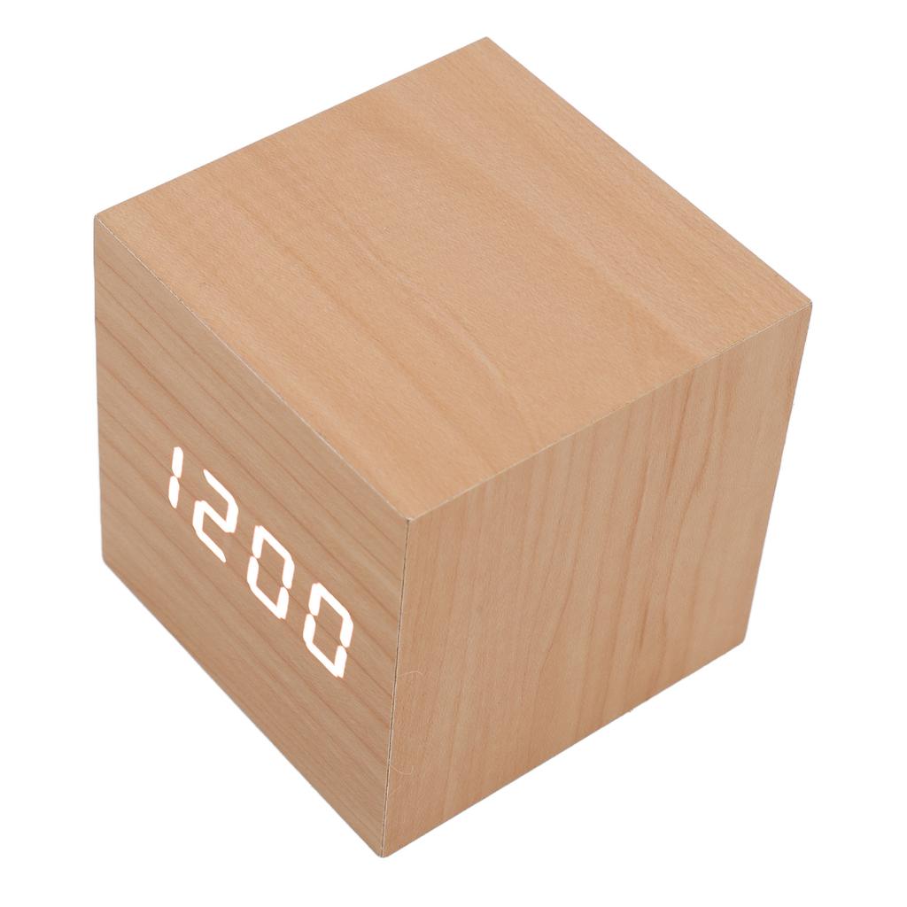 LED Wood Clock Multifunctional Large Display 3 Brightness Eye Protection Portable Smart LED Digital Clock for Office