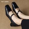 2024 New Size 34-40 Genuine Leather Shoes Woman Mary Jeans High Heel Pumps Square Toe Fashion Office Dress Shoes Ladies Footwear