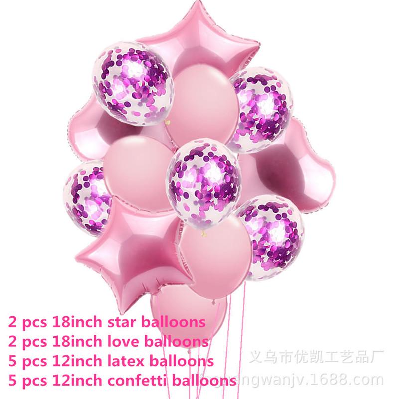 14pcs12inch Latex Colorful Balloons Confetti Air Balloons Inflatable Ball Helium Balloons