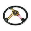 YOMI Universal Black White Car Sport Steering Wheel ABS Material 350mm 14 Inch With Chrome Spokes 6Holes
