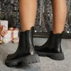 Fashion Fashion Thick Sole Chelsea Boots for Women Waterproof Faux Leather Black Ankle Boots Woman Plus Size 42 Slip On Platform Booties