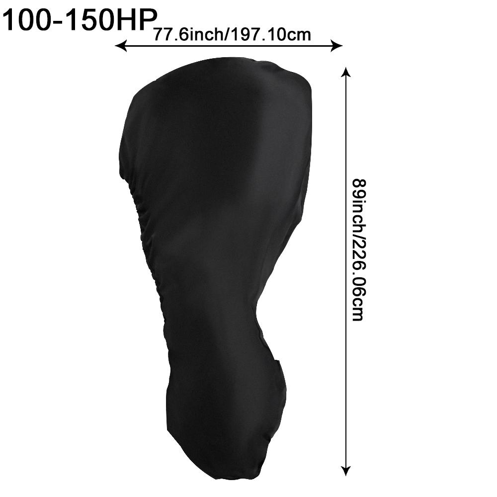 2Pcs 0-350HP Outboard Motor Covers Black Waterproof 600D Heavy Duty Motor Hood Cover Boat Engine Covers