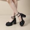 French Thick Heel Mary Jane Small Leather Shoes Girl 2025 Spring New High Heel Retro Fairy Style with Skirt Fashion Shoes