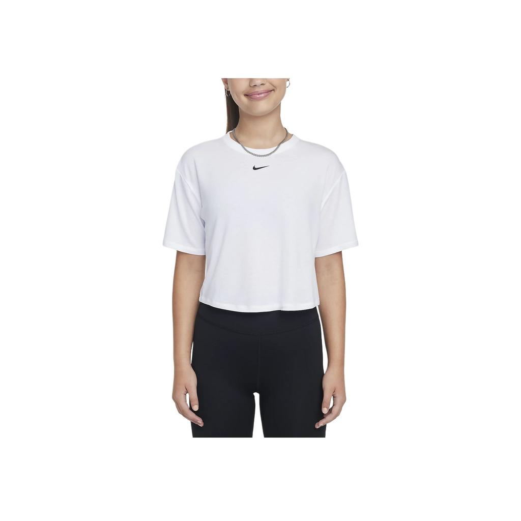 Nike One Relaxed Comfortable Short Sleeve T-Shirt Kids Tops White FZ5602-100