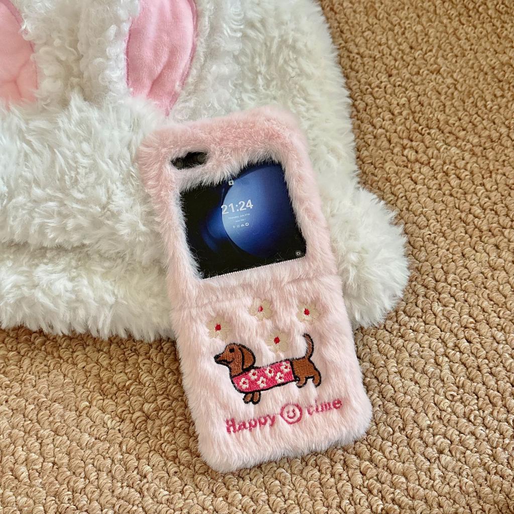 Осенне-зимний плюшевый складной чехол-щенок для мобильного телефона Samsung Z FLIP6 трендовый Z FLIP5 креативный 4/3 поколения