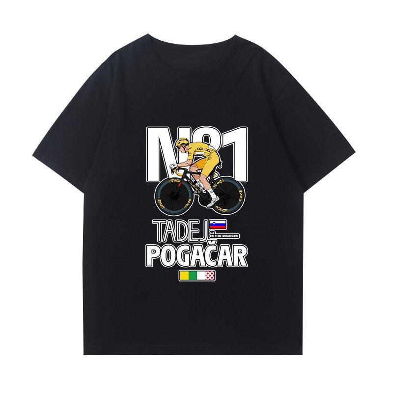 Cycling Tour De France Pogacha Tshirt Summer Fashion Round Collar Road Bike Loose Cotton Casual Short Sleeved Men And Women