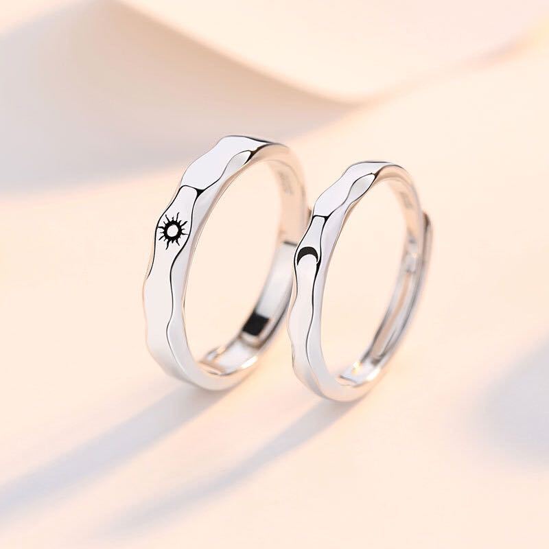 2 шт., кольца для пары Sun Moon Lover, простое открывающееся кольцо для пары, мужчин и женщин, свадебное обручальное обещание, ювелирные изделия на день святого Валентина
