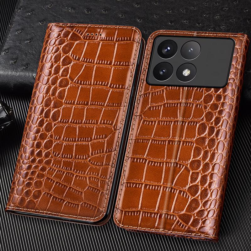 Флип-чехол из натуральной кожи крокодила для Redmi K90 K80 K70 K70E K60 K60E K50 K40 K30 K20 Pro Max Ultra с отделениями для карт Кошелек