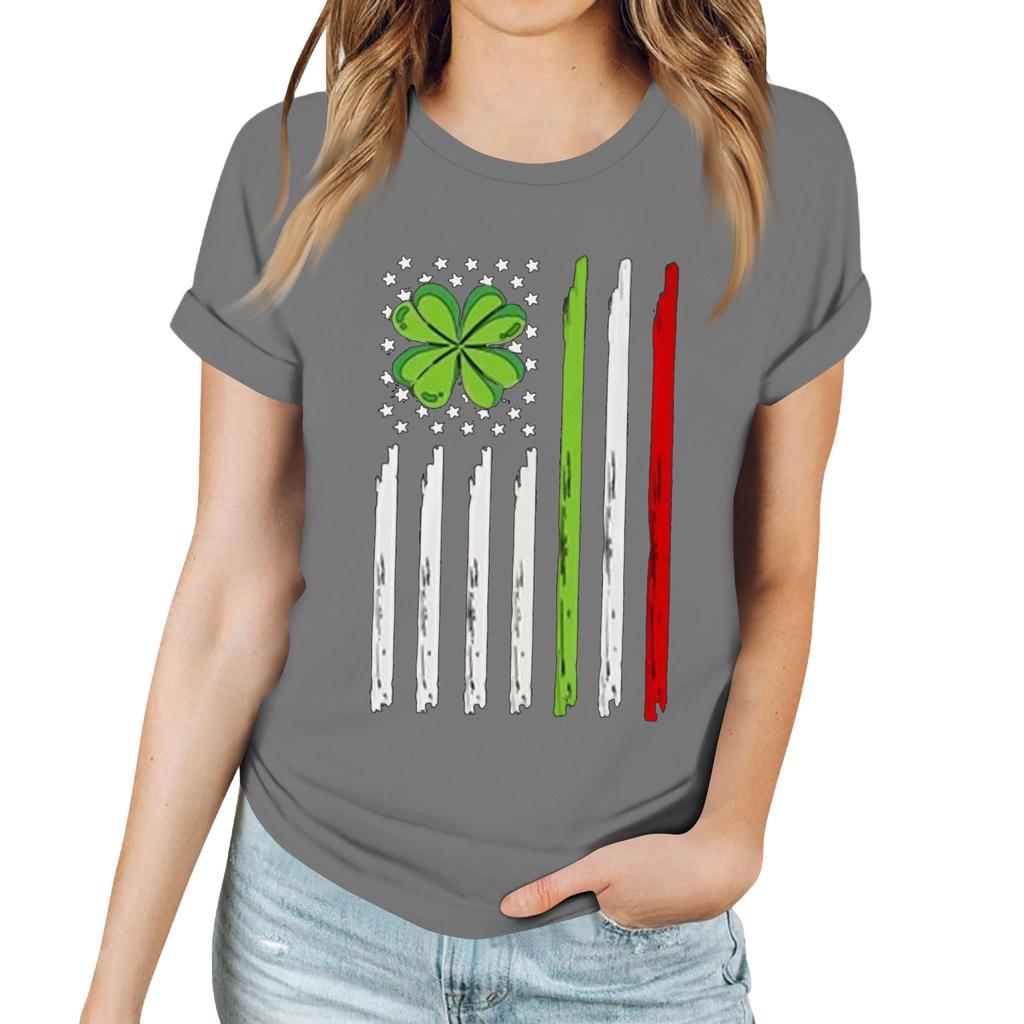 Женская повседневная футболка с принтом, пуловер с круглым вырезом, топ с короткими рукавами