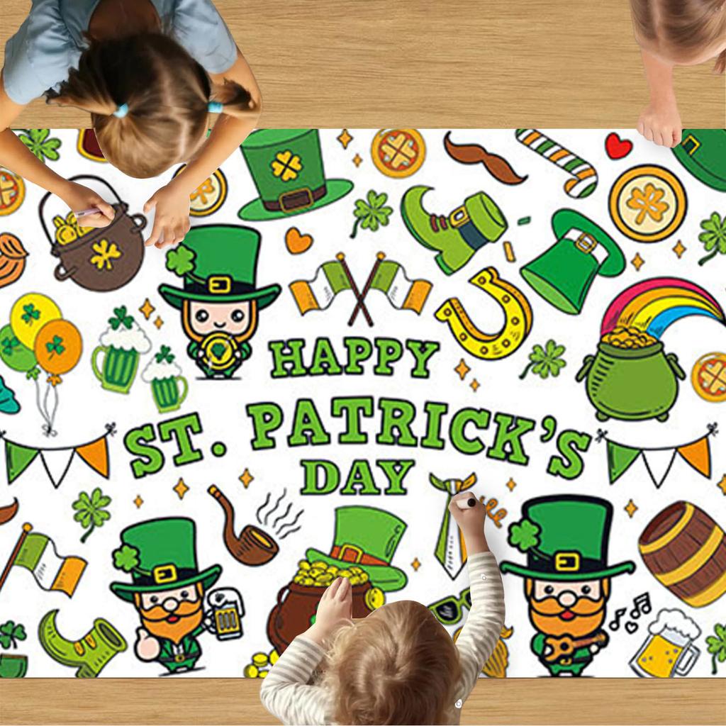 Улица. Раскраска с Патриком, С Днем Святого. Патрик Раскраска Скатерть С Дизайном Для Дня Св.. День Святого Патрика Школьные мероприятия по рукоделию Украшения для вечеринок