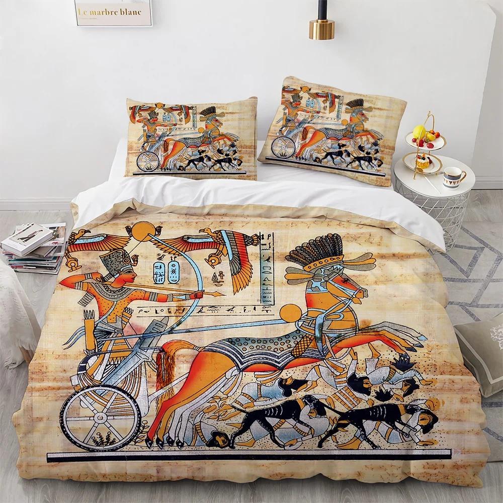Egyptian Pharaoh Bedding Set Queen of Ancient Egypt Quilt Cover King African Tribe Exotic Civilization Polyester Duvet Cover