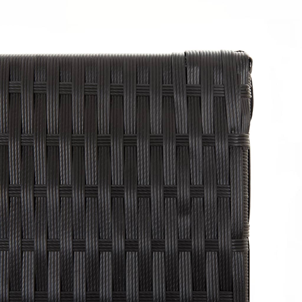 5 Piece Black Poly Rattan Folding Screen
