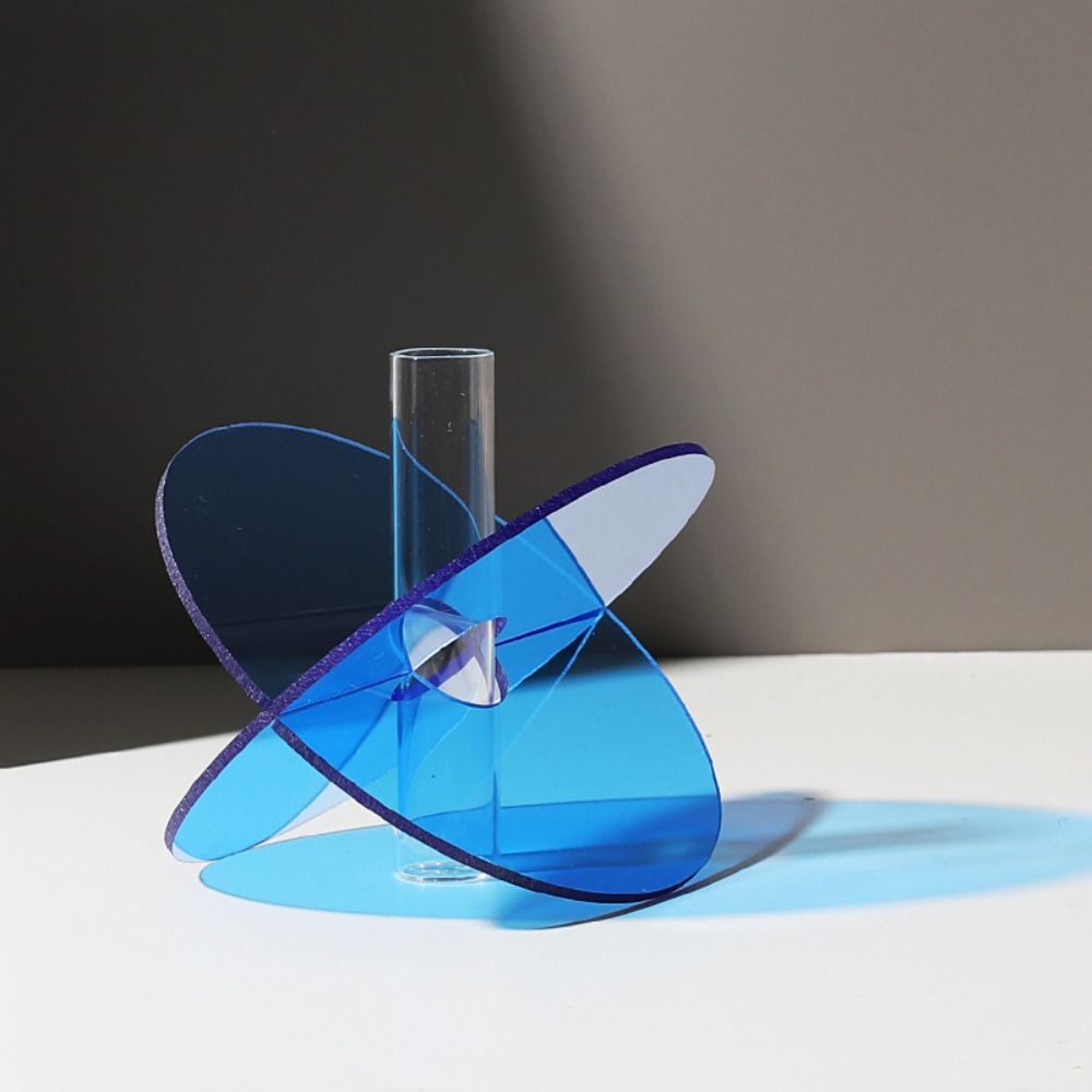 Art Geometric Acrylic Vase Rainbow Color Dried Flowers Container Flower Vase Desktop Ornament