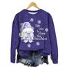 Tops For Women 3D Purple Santa Claus Snowflake Letter Print Round Neck Long Sleeve T-shirt Fall Casual Women's Long Sleeve Top for Christmas