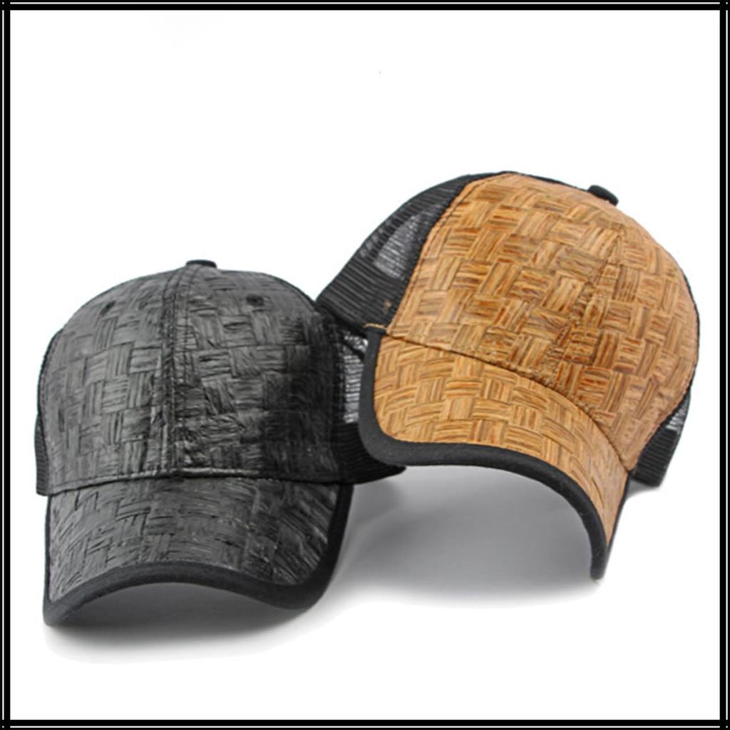 Соломенная сетчатая кепка шляпа защита от солнца дышащая стильная крутая CZA257 [Белый Клык] мужская женская (черный)