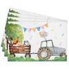 Cotton Linen Waterproof Placemats Set of 4, Baby & Kids Dining Mat Colorful You are My Sunshine Table Mats