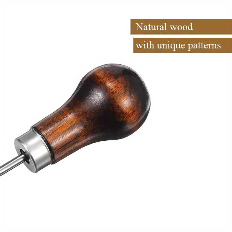 Wood Handle Awl Leather Punching Tools Leather Straight Awls Hole Puncher Drills for Leather Craft Awl Hand Stitching