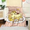1pc Flannel PomPomPurin, Pancake, CuteThrow Blanket, Cartoon Truck Pattern Printed Blanket, Warm Cozy Soft Blanket For Couch Bed Sofa Car Of