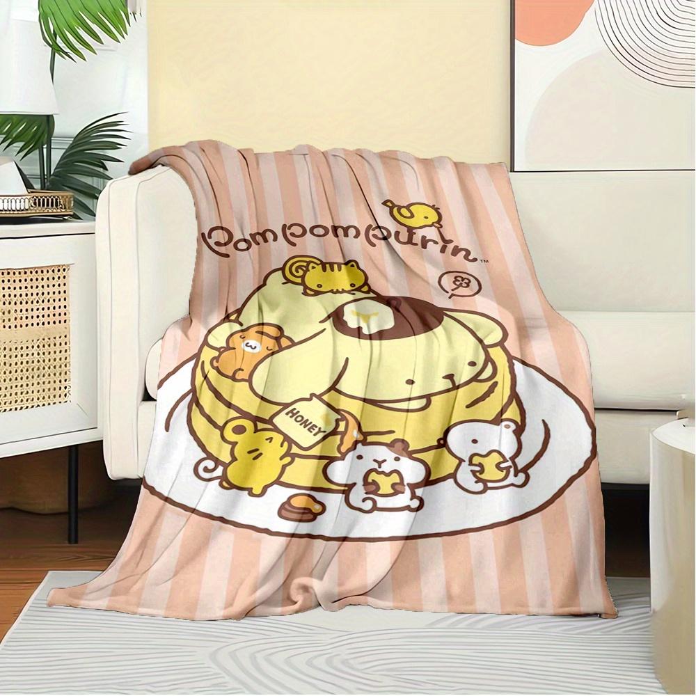 1pc Flannel PomPomPurin, Pancake, CuteThrow Blanket, Cartoon Truck Pattern Printed Blanket, Warm Cozy Soft Blanket For Couch Bed Sofa Car Of