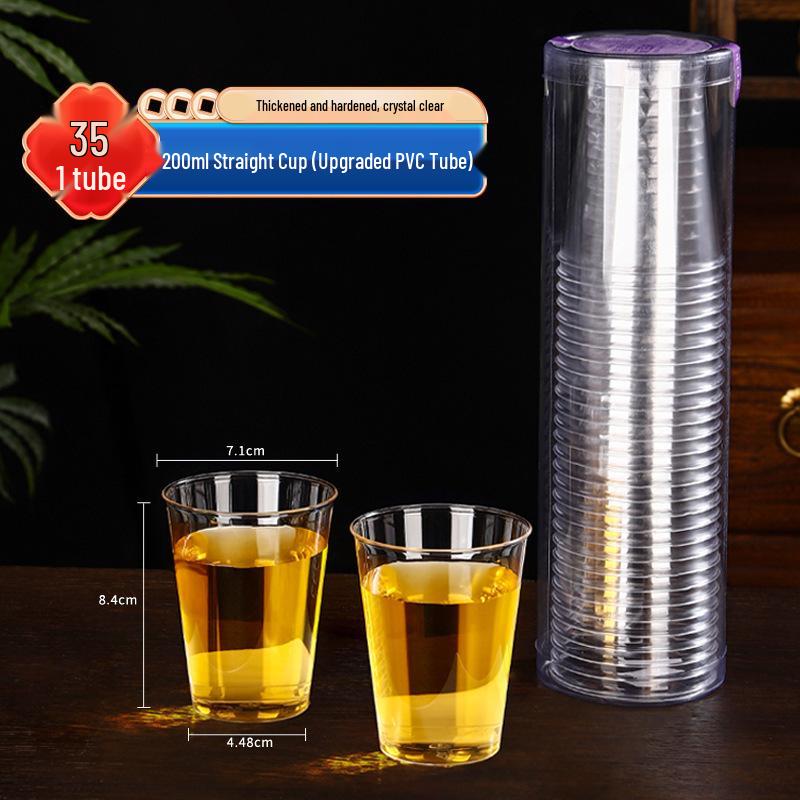 Disposable Transparent Food-Grade Plastic Cups, Thickened for Household & Reception Use