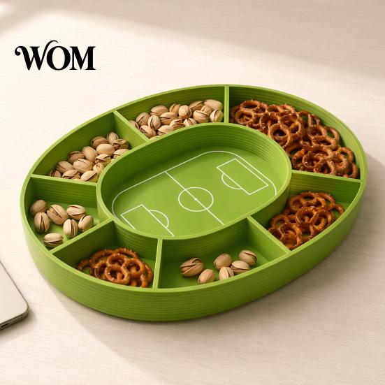 Kids Party Snack Holder Football Field Tray, with Multiple Partitions, Durable PETG Divided Tray Supply for Watch Parties And Game Day Snacks