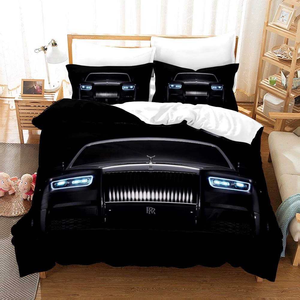 Sport Racing Car Duvet Cover Set Blue Race Car Bedding Set Full Size Boys Blue Flame Extreme Speed Sports Car Comforter Cover