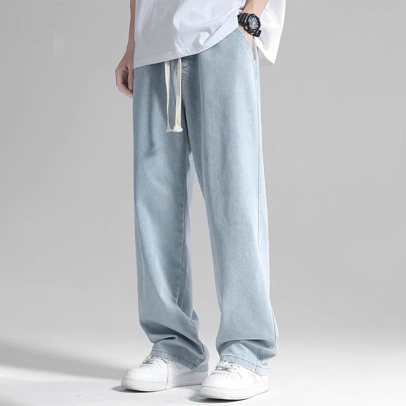 Мужские легкие джинсы прямого кроя из смеси тенселя