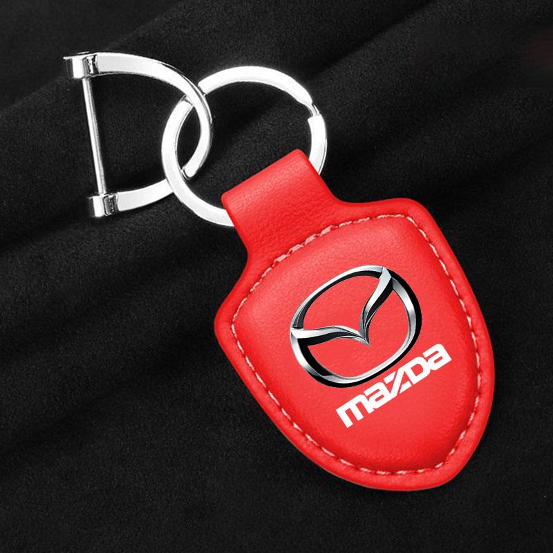 AAEY1 Кожаный Брелок для Ключей Автомобиля Типа Щит Брелок-Кольцо для Mazda M3 M6 MP Skyactiv Axela Atenza Biante BT-50 CX-30 Автоаксессуары