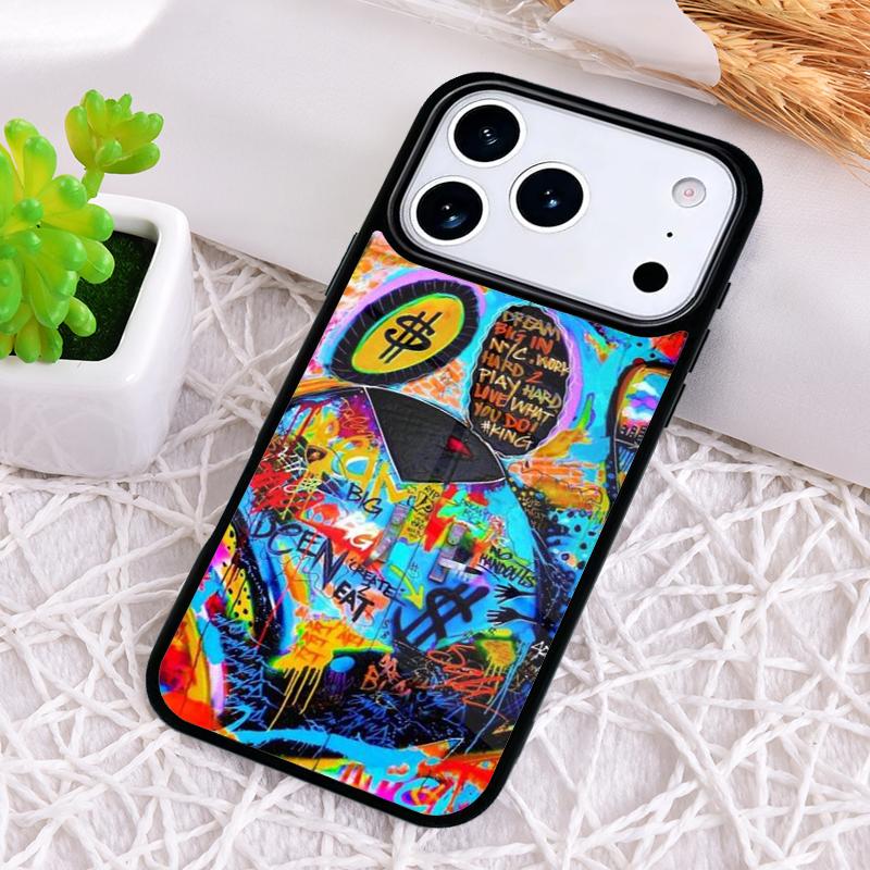 Чехол для телефона с граффити для iPhone 17 Air 16 15 11 12 14 13 Pro Max Ударопрочный чехол