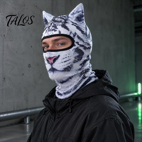 Animal Cosplay Headgear 3D Ears Balaclava, Cat Dog Snow Leopard Face Mask for Halloween Halloween, Full Cover Outdoor Cycling Skiing