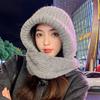 Scarf Integrated Hat Women's Winter Warm Knitted Wool Hat Fashion Hat