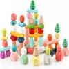 Children Wooden Stacked Building Block Montessori Early Education Colorful Stacked Stone Building Block Stacked Music Stone Toys