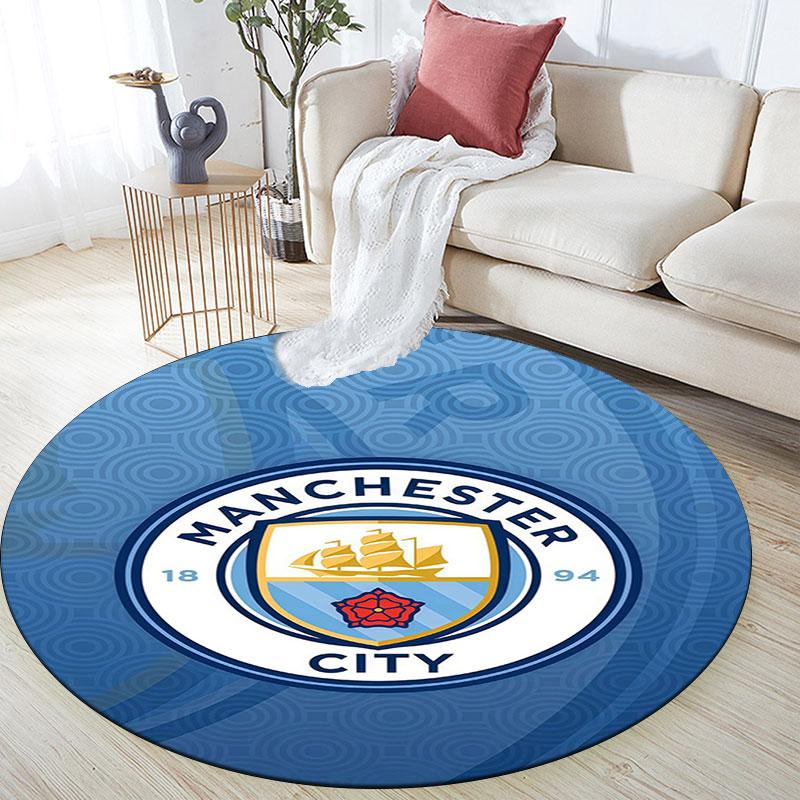 MCFC pattern round rug,Carpet Rug for Living Room Bedroom Playroom ,Non-slip Floor Mat,Holiday Gifts and Birthday Gifts.