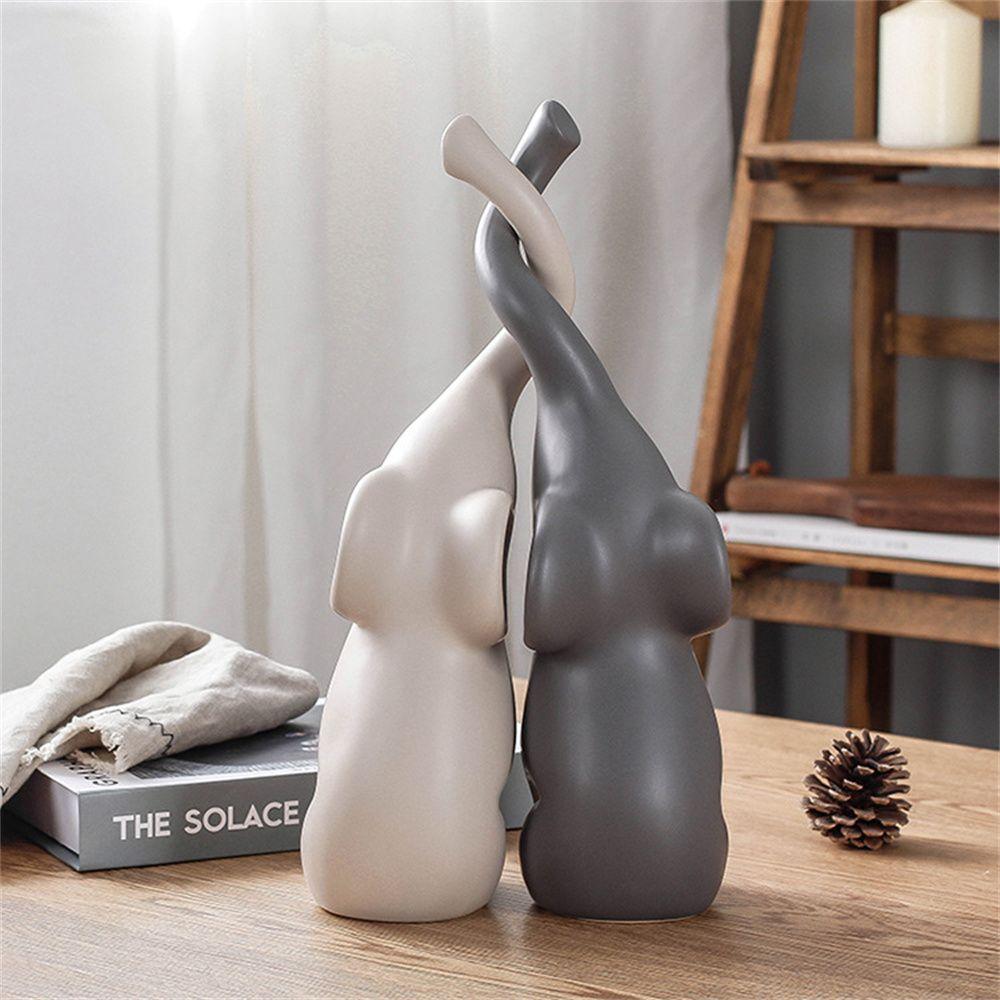 Room Couples Valentine's Day Desktop Decoration Ceramic Elephant Table Decoration Ceramic Ornaments
