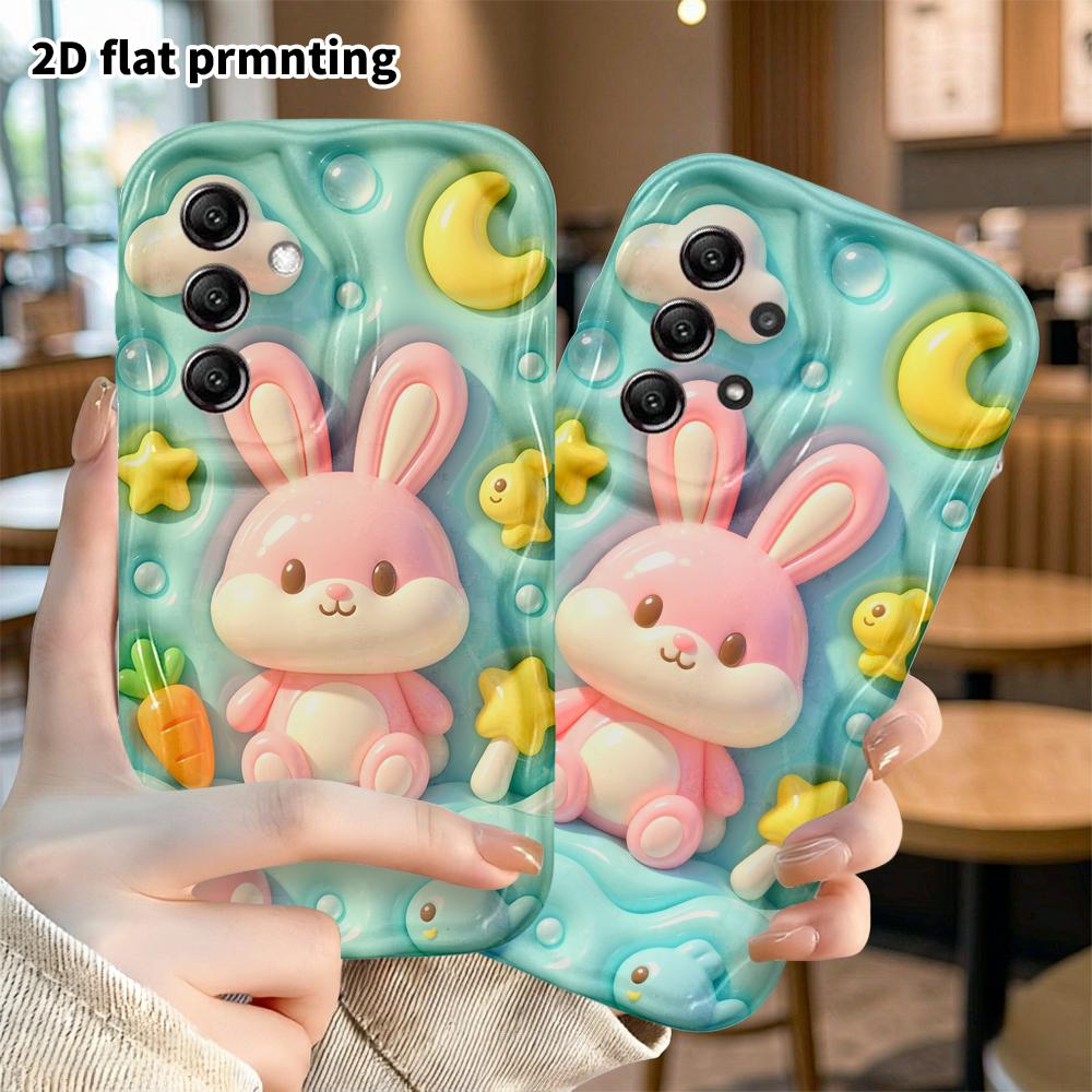 Phone case: 2D flat, suitable for Samsung Galaxy A34 A35 M05 M06 S20 S22 S21 FE Plus 5G, pink little bunny, perfect Christmas and Halloween holiday gi
