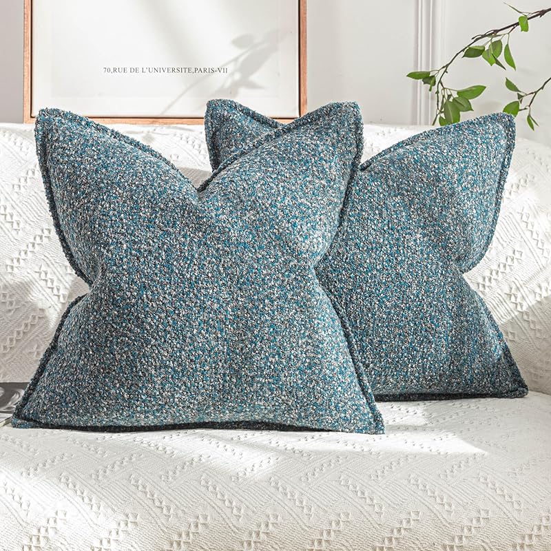 Декоративные наволочки для диванных подушек 18x18 дюймов для дивана, гостиной, кровати, дивана, фермерского дома, бохо, домашнего декора, набор из 2 штук, мягкие текстурированные букле, акцент, роскошь