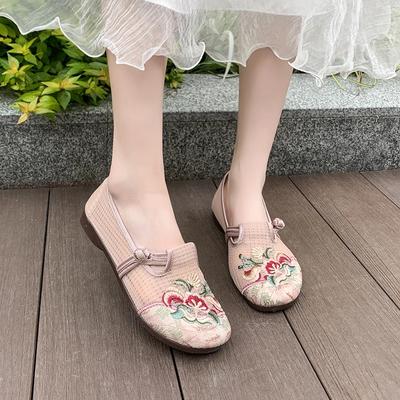 Женские повседневные туфли на плоской подошве с вышитой конопляной плоской платформой с круглым носком, удобные туфли на плоской подошве на весну/осень